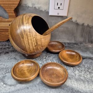 Wooden Bowl and Spoon Set
